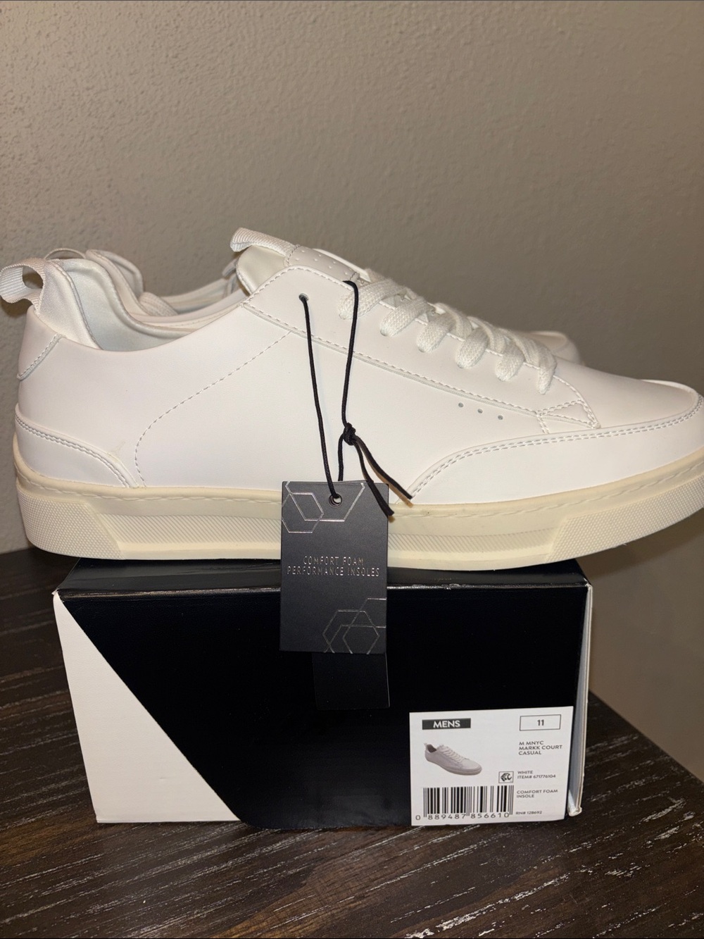 Madden NYC Classic White Low-Top Sneakers with Off-White Sole